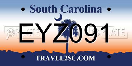 EYZ091 South Carolina License Plate