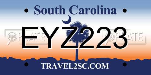 EYZ223 South Carolina License Plate