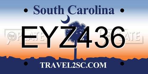 EYZ436 South Carolina License Plate