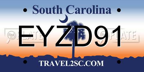 EYZD91 South Carolina License Plate