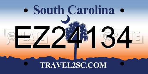 EZ24134 South Carolina License Plate