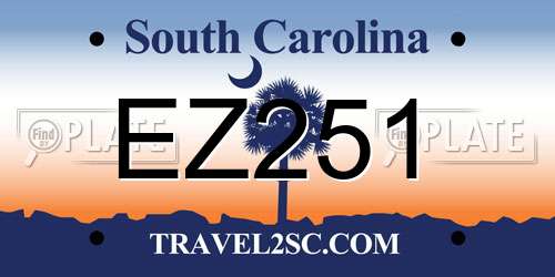 EZ251 South Carolina License Plate