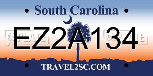 EZ2A134 South Carolina License Plate