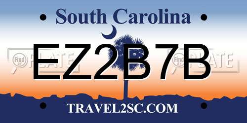 EZ2B7B South Carolina License Plate