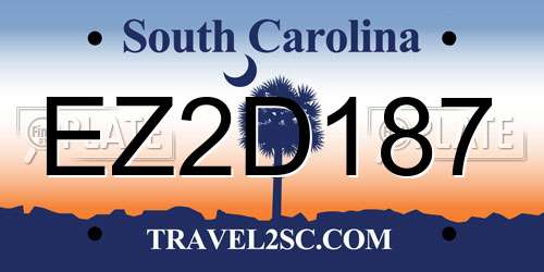 EZ2D187 South Carolina License Plate