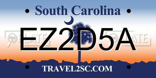 EZ2D5A South Carolina License Plate
