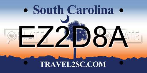 EZ2D8A South Carolina License Plate