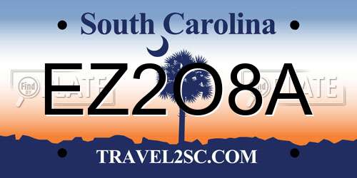 EZ2O8A South Carolina License Plate