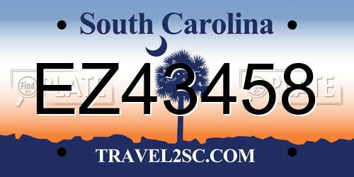 EZ43458 South Carolina License Plate