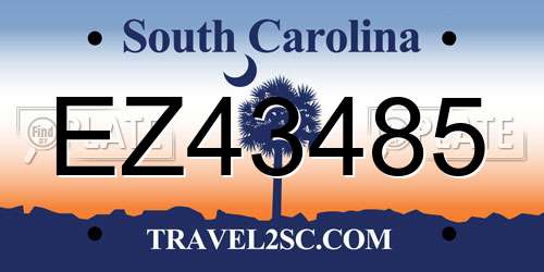 EZ43485 South Carolina License Plate