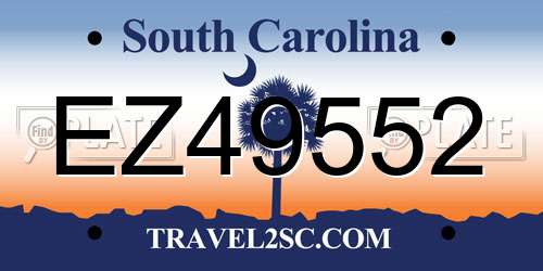EZ49552 South Carolina License Plate