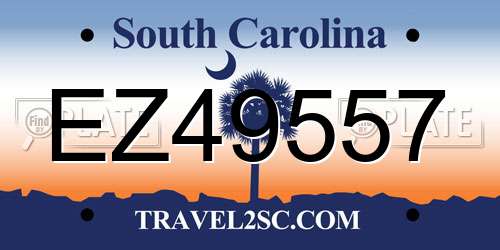 EZ49557 South Carolina License Plate