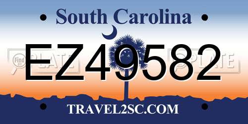 EZ49582 South Carolina License Plate