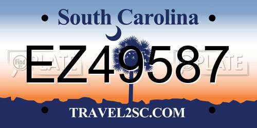 EZ49587 South Carolina License Plate