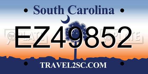 EZ49852 South Carolina License Plate