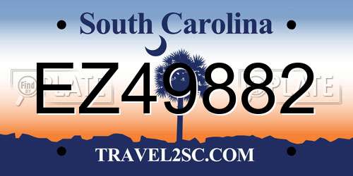 EZ49882 South Carolina License Plate