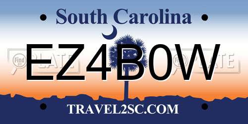 EZ4B0W South Carolina License Plate