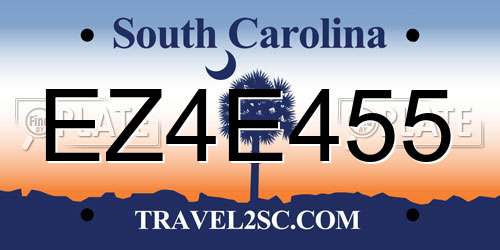 EZ4E455 South Carolina License Plate