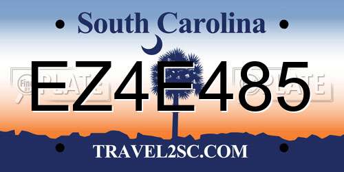 EZ4E485 South Carolina License Plate