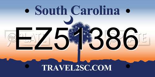 EZ51386 South Carolina License Plate