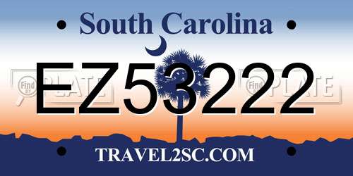 EZ53222 South Carolina License Plate