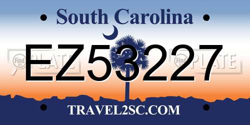 EZ53227 South Carolina License Plate