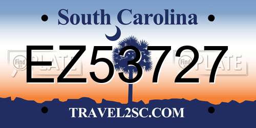 EZ53727 South Carolina License Plate