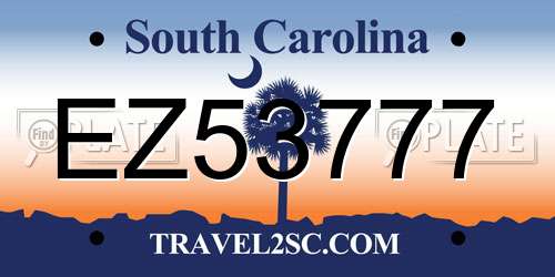 EZ53777 South Carolina License Plate