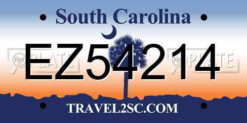 EZ54214 South Carolina License Plate