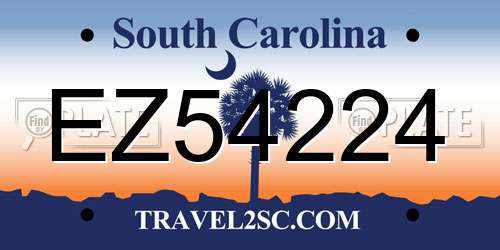 EZ54224 South Carolina License Plate