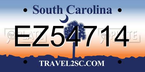 EZ54714 South Carolina License Plate