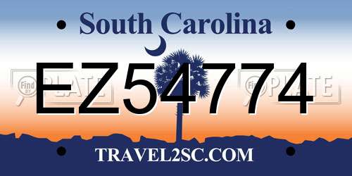 EZ54774 South Carolina License Plate