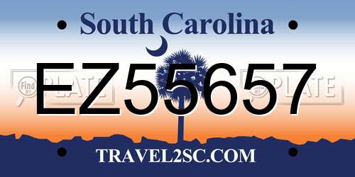 EZ55657 South Carolina License Plate