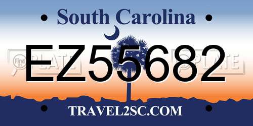 EZ55682 South Carolina License Plate
