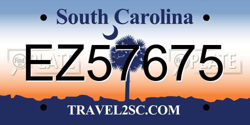 EZ57675 South Carolina License Plate