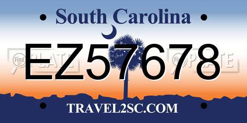 EZ57678 South Carolina License Plate