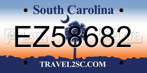 EZ58682 South Carolina License Plate