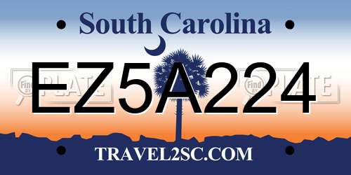 EZ5A224 South Carolina License Plate