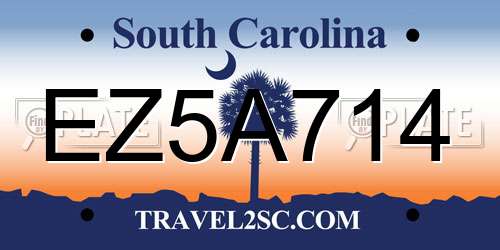 EZ5A714 South Carolina License Plate