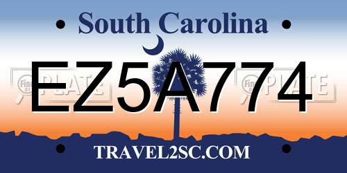 EZ5A774 South Carolina License Plate