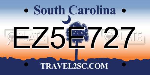 EZ5E727 South Carolina License Plate