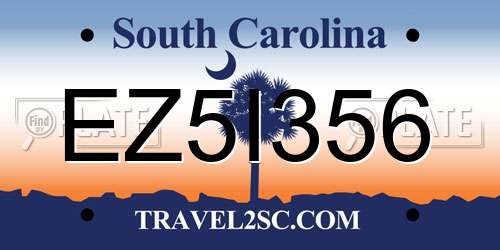 EZ5I356 South Carolina License Plate