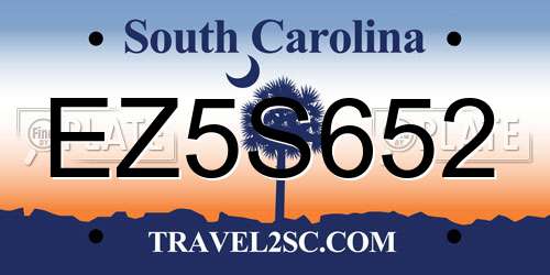 EZ5S652 South Carolina License Plate