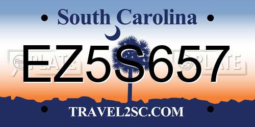 EZ5S657 South Carolina License Plate