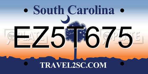EZ5T675 South Carolina License Plate