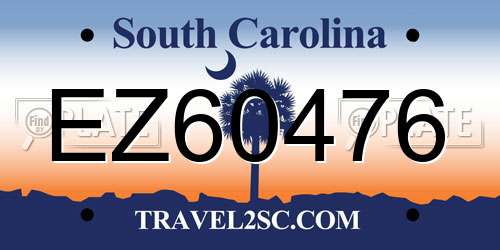 EZ60476 South Carolina License Plate