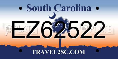 EZ62522 South Carolina License Plate