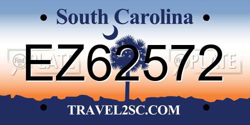 EZ62572 South Carolina License Plate