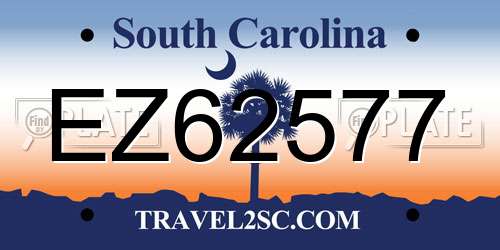 EZ62577 South Carolina License Plate