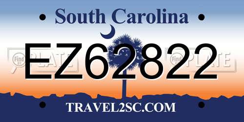EZ62822 South Carolina License Plate